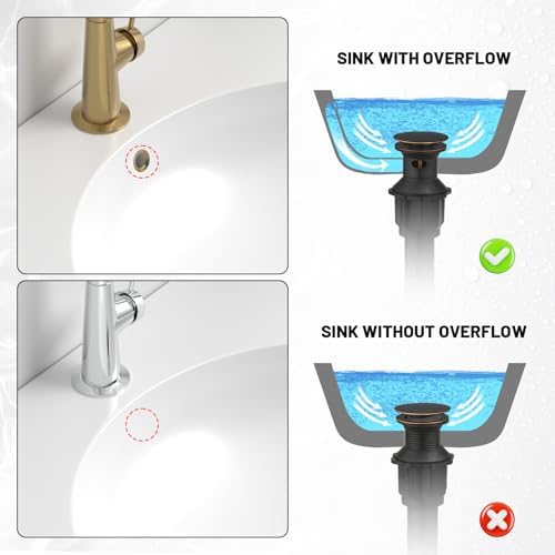 Pop Up Sink Drain Assembly with Overflow, Oil Rubbed Bronze - Image 4