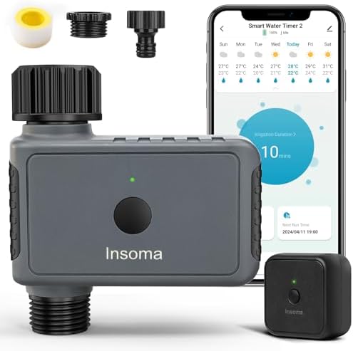 WiFi Sprinkler Timer, WiFi Water Timer for Garden, Smart Hose Timers with Hub Support 2.4GHz, App/Voice Control Work with Alexa & Google Assistant, Rain Delay & Manual Watering,for Yard Lawn Plant by Insoma