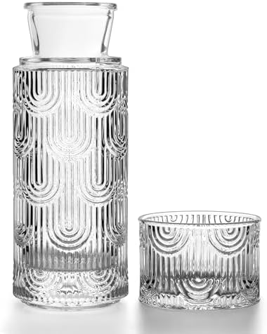 Bedside Water Carafe and Glass Set, 21.6oz, Clear by Unknown