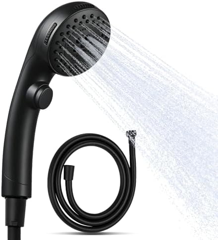 OFFO Shower Head with Hose, 5 Mode Handheld Shower Head with On Off Switch for Water Saving, High Flow Powerful Boosting Showerheads with 60" PVC Hose, Matte Black by OFFO