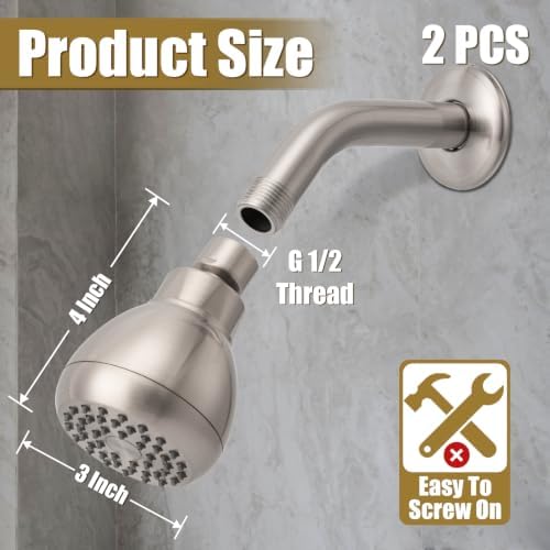AISOSO Fixed Shower Head High Pressure 2PCS 3Inch Showerhead Brushed Nickel - Image 2