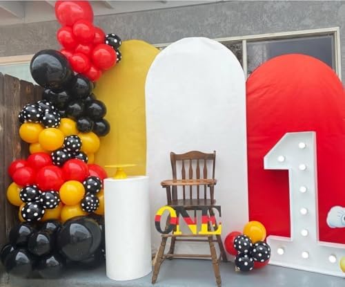 175Pcs Red Yellow Black Balloon Garland Arch Kit - Cartoon Mouse Theme Party Decorations with 18 12 10 5 Different Sizes Party Balloons for Birthday Anniversary Baby Shower Backdrop Decorations - Image 6
