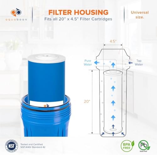 Aquaboon 5 Micron 20 x 4.5 Premium Whole House Water Filter Replacement Cartridge Grabular Activated Carbon (GAG) for 1-Stage Water Filtration System 6 Pack - Image 2
