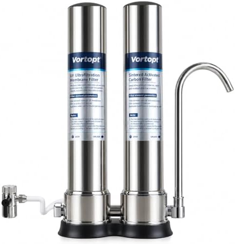 VORTOPT F9 Countertop Water Filter, Stainless Steel Water Filter for Sink by Vortopt