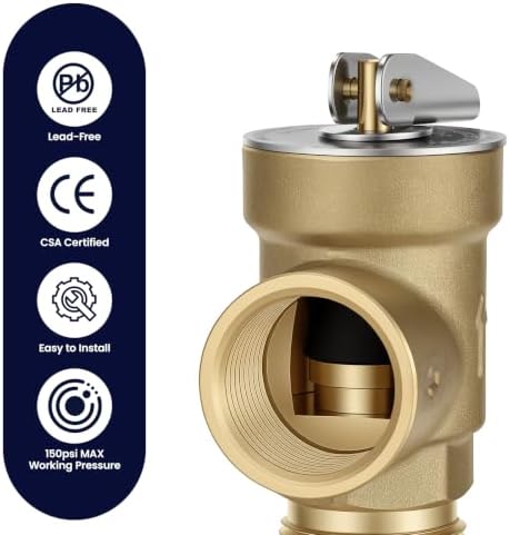 Compact 3/4 Inch IPS Isolator Tankless Water Heater Service Valve Kit with Pressure Relief Valve – Space-Saving Design, Lead-Free Brass - Image 3
