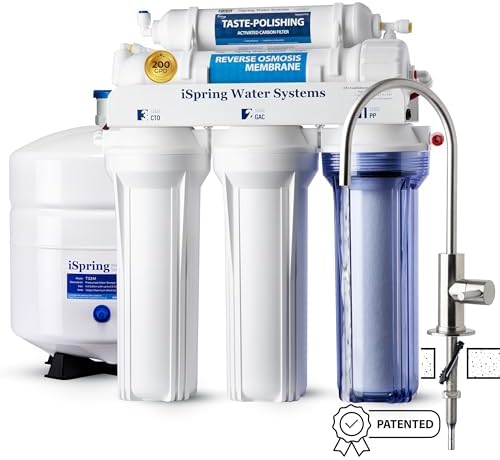 iSpring RCC2, Upgraded 200 GPD Capacity, 5-Stage Under Sink Reverse Osmosis Water Filter System, Patented Easy-Mount Faucet for Hassle-Free Installation by iSpring