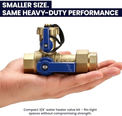 Compact 3/4 Inch IPS Isolator Tankless Water Heater Service Valve Kit with Pressure Relief Valve – Space-Saving Design, Lead-Free Brass - Image 4