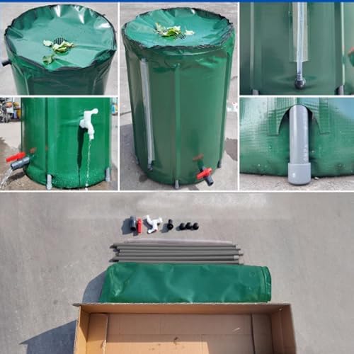 Rain Barrel Outdoor Water Storage Tank Portable Rainwater Harvesting System with Filter(Green,1000L) - Image 6