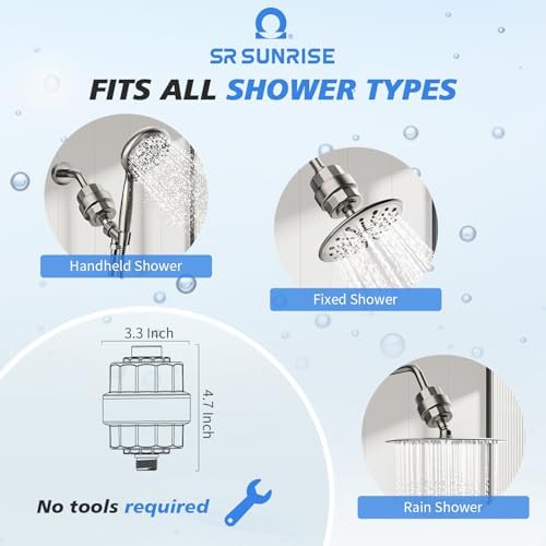 SR SUN RISE 20 Stage Shower Filter for Hard Water, 1 Cartridge, Nickel - Image 2