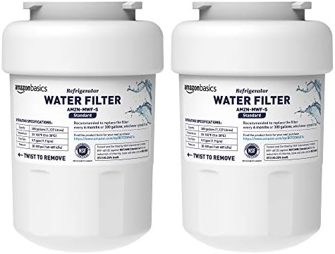 Amazon Basics Replacement Water Filter Cartridge Compatible with GE MWF Refrigerator, NSF Certified, 2-Pack by AmazonBasics