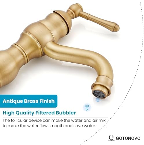 gotonovo Bathroom Faucet 1 Hole Vintage,Antique Brass,5.9” Spout Reach - Image 6