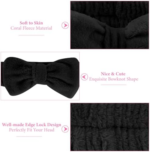 Ondder 8 Pack Makeup Headband Black and Pink Spa Headband Skincare Headbands for Washing Face - Image 5