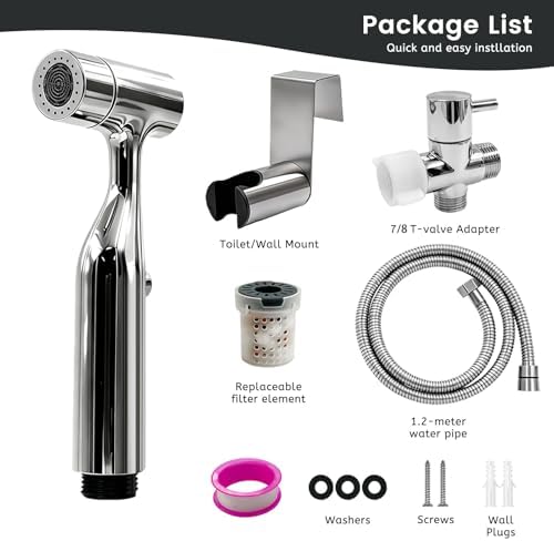 Daily Treasures Bidet Sprayer for Toilet with Replaceable Filters, Stainless Steel Handheld Bidet,Muslim Shower for Toilet, No-Push Hands-Free & Adjustable Water Pressure, Toilet Bidet Attachment - Image 2