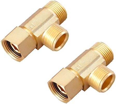 Lead-Free Brass 2 PCS 3/8 Inch Angle Stop Add-A-Tee Compression Tee Valve by LitOrange