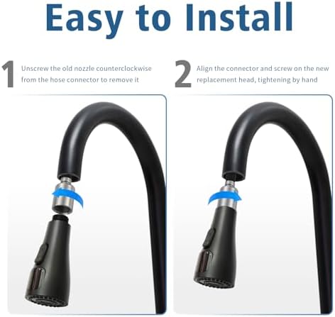 Kitchen Sink Faucet Sprayer Head Replacement, LED Temperature Sensitive Display Pull Down Pull Out Faucet Nozzle (Matte Black) - Image 4