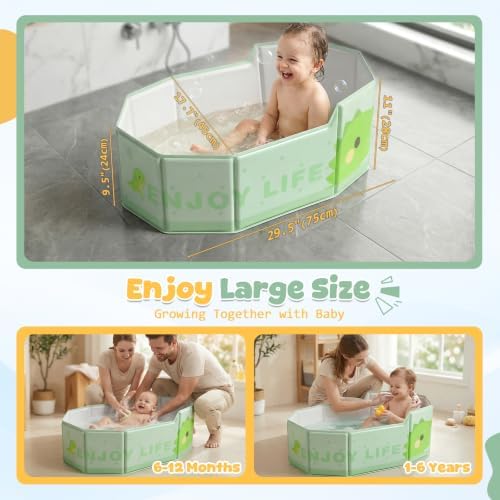 Orzbow Portable Toddler Bathtub with Temperature Sticker & Side Drain Plug - Image 2
