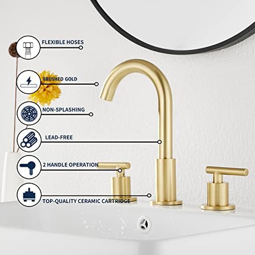 2-Handle Bathroom Faucet, Brushed Gold - Image 4