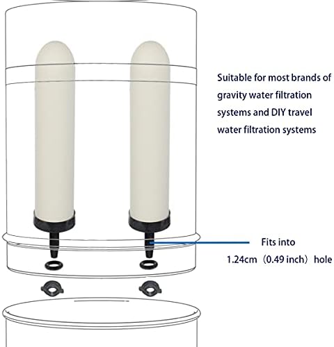 HUINING 4PCS 7-inch Replacement Ceramic Filter Candle with Activated Carbon for Countertop Gravity Water Filter System and Household Water Cooler Filtration Systems - Image 5