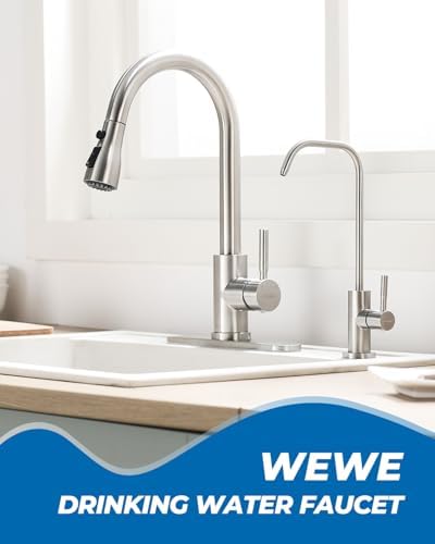 WEWE RO Drinking Water Faucet, Brushed Nickel, 1/4" & 3/8" Connectors - Image 2