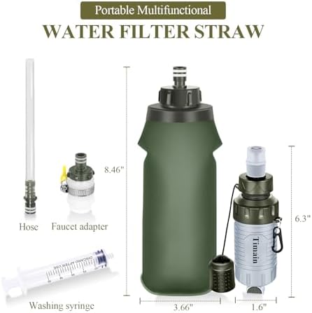 2 Pack Timain Portable Personal Water Filter Straw,Water Purifier Survival for Emergency Preparedness,Outdoor Activities,Travel,Camping, Hiking,Fishing,Hunting. - Image 2
