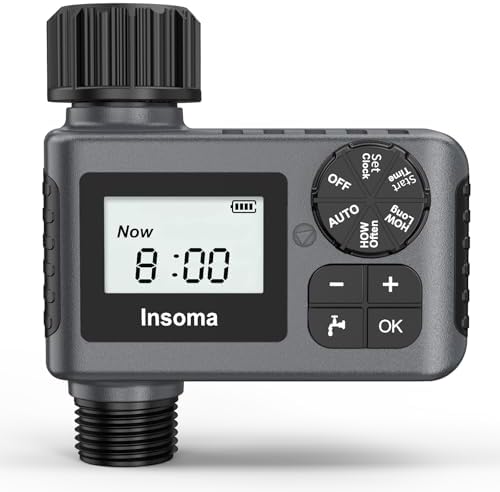 Outdoor Garden Hose Faucet Timers, Programmable Water Sprinkler Timer with Rain Delay/Manual/Automatic Drip Irrigation and Lawn Watering System for Yard, 1 Outlet by Insoma