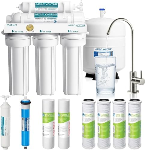 APEC Water 5-Stage Under Sink Reverse Osmosis Water Filter System with Extra High Capacity Pre-Filter Set, Essence Series, WQA Certified, 50 GPD, Removes 99.99% of Contaminants, Home Water Filtration by APECWaterSystems