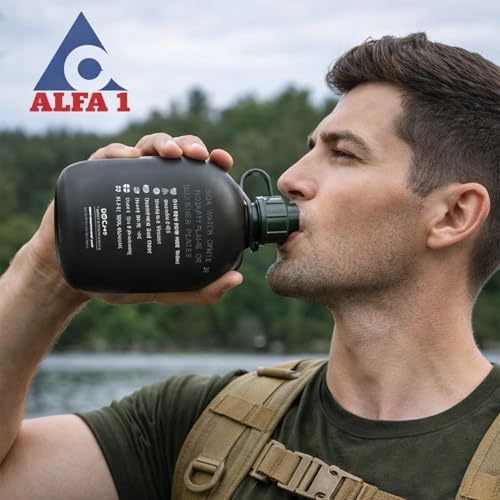 ALFA1 GI Canteen with Quick Dispensing Cap & Strap - NO Filter (Color: OD Green) - Image 3