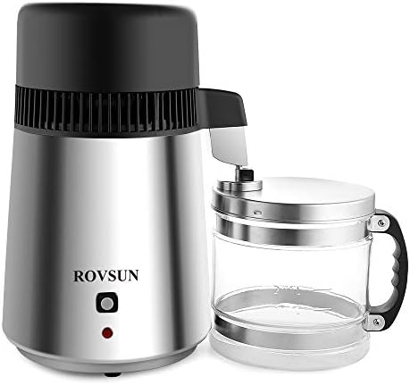 ROVSUN【Upgraded】 1.1 Gallon/4L Countertop Water Distiller Stainless Steel for Home, 750W Distilled Water Machine Maker Water Distillers with Glass Container, 1L/H, Silver by ROVSUN