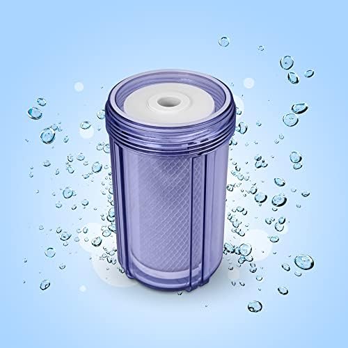High Capacity 10 x 4.5” Transparent Whole House Water Filter Purifier System with Presser Relief Button, 1” Inlet/Outlet Brass Port & Yearly Supply (3) Coconut Shell Activated Block Carbon Cartridges - Image 5