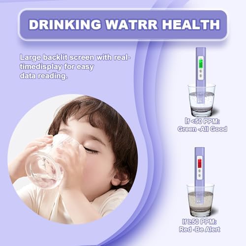 NJTY A11 TDS Water Tester, 0-9990 ppm, Color Indicator, Purple - Image 5