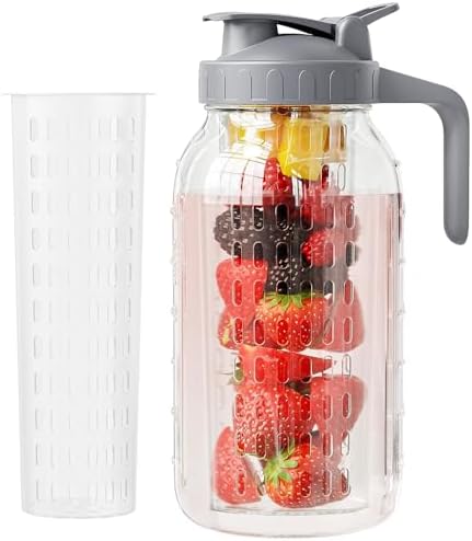 JunVpic Glass Mason Jar Pitcher, 64 oz Wide Mouth Jug by Junvpic