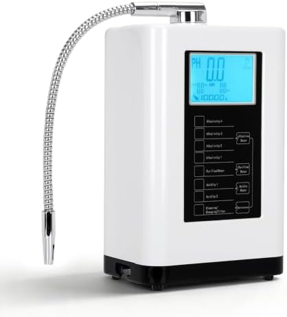 Alkaline Water Ionizer Machine, pH 4.0-10.5 Alkaline & Acidic Water, 5 Titanium Plates, 7 Water Settings, Up to -500mV ORP, Auto-Cleaning, Intelligent Voice, Countertop Water Filtration by Unknown