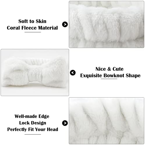 Ondder Spa Headband for Washing Face 8 Pack White Skincare Makeup Headbands - Image 2