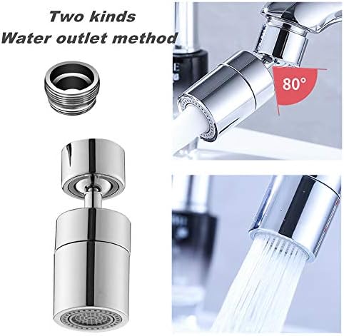 360 Degree Swivel Sink Faucet Aerator,2-FlowBig Angle Water Saving Dual Function,with Gasket Faucet Replacement Part - 55/64 Inch-27UNS Female Thread, 15/16 Inch-27UNS Male Thread Adapters (1) - Image 5