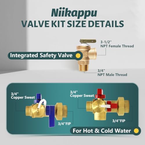 10 Sets Niikappu Tankless Water Heater Valve Kit, 3/4"FIPxSweat(TOOL033-10) - Image 2