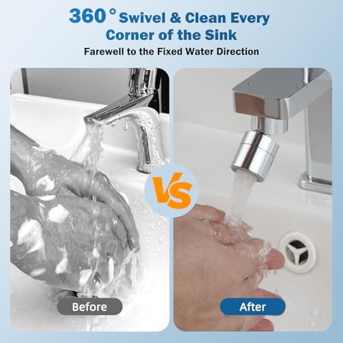 Hibbent Metal NSF/ANSI/CAN 372 Faucet Aerator with Dual-function, Silver - Image 6