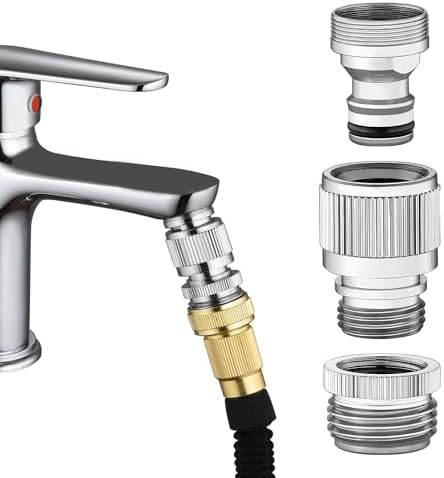 Brass Sink Faucet to Garden Hose Adapter – Quick Connect Faucet Connector for Apartments Without Outdoor Faucets, Tool-Free Installation, Chrome Finish by hsmhose