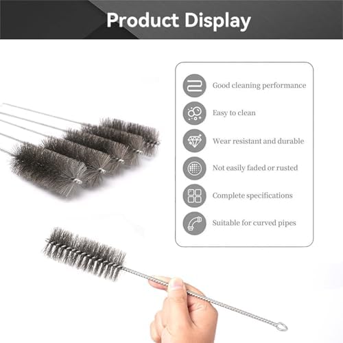 12 Inch Pipe Cleaning Brush Set with Stainless Steel Bristles, Steel Wire Tube Brush Kit for Auto Parts Polishing, Machining, Bottles, Tubes, Etc.（40mm-5pcs） - Image 3