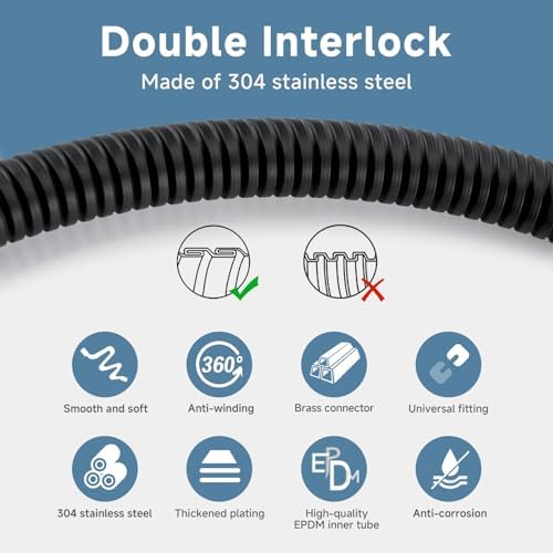 59 Inches 304 Stainless Steel Shower Hose Replacement Black - Image 4