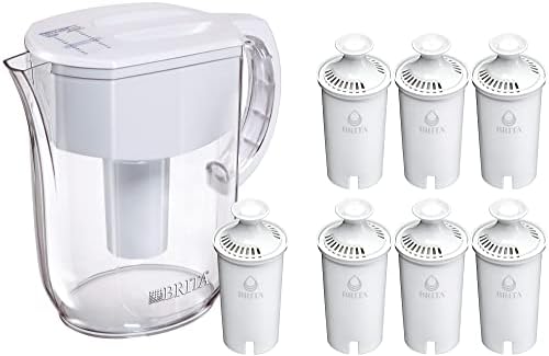 Brita Large Water Filter Pitcher with Standard Filter Replacements - 40 Gallons (2 Months) Filtration Capacity, Removes Chlorine Taste and Odor, Mercury, Copper by BRITA