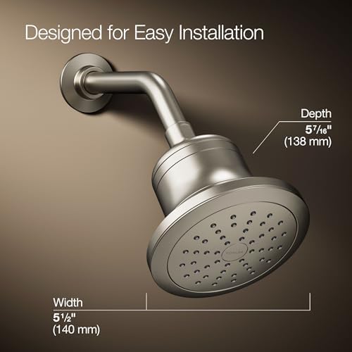 KOHLER 33631-G-BN Cinq Round Single-Function Filtered Showerhead, Five-Layer Filtration, 1.75 GPM, Full Coverage Spray, Premium Durable Material, Vibrant Brushed Nickel - Image 3