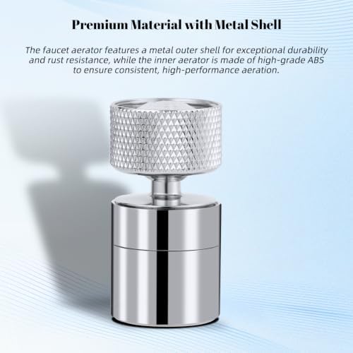 Hibbent Dual-function Solid Faucet Aerator, Big Angle Rotate Metal Kitchen Sink Aerator 360 Degree Swivel Sink Sprayer Attachment-55/64 Inch Female Thread-Chrome - Image 4