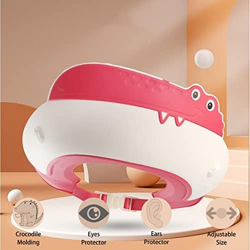 Baby Shower Cap Shield, Shower Cap for Kids, Visor Hat for Eye and Ear Protection for 0-9 Years Old Children,Cute Dinosaur/Crocodile/Hippo shape Makes the Baby Bath More Fun (Crocodile, Red) - Image 3