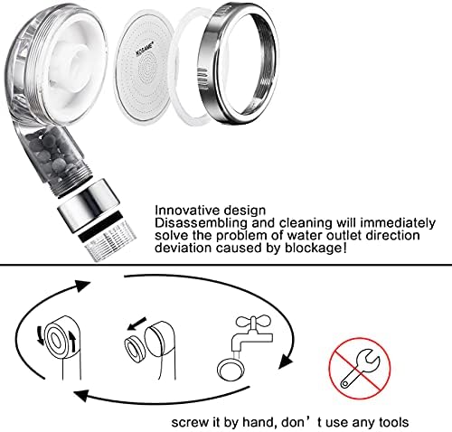 Nosame® Shower Head with Hose, Filter Filtration High Pressure Water Saving 3 Mode Function Spray Handheld Showerheads for Dry Skin & Hair - Image 4