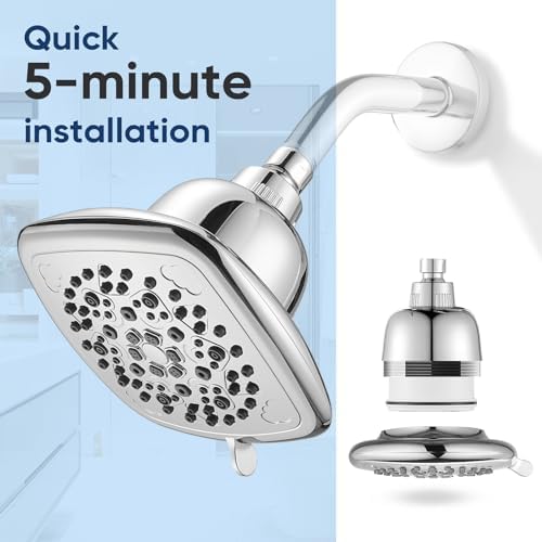 Cobbe Filtered Shower Head, 7 Modes High Pressure Shower Heads Chrome - Image 7