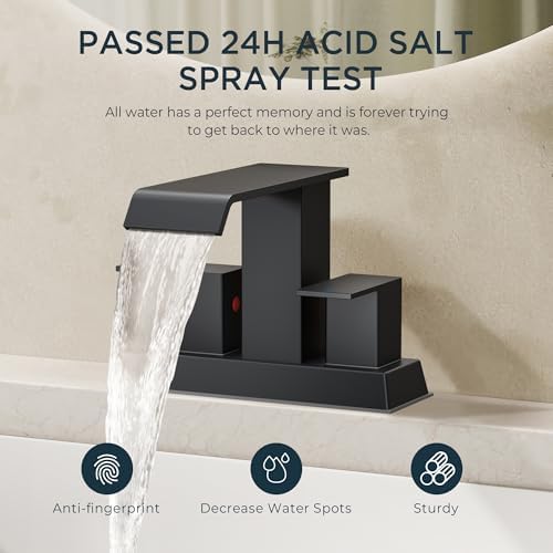 FORIOUS Matte Black Bathroom Faucets 3 Hole for 4 Inch Centerset Sink - Image 2