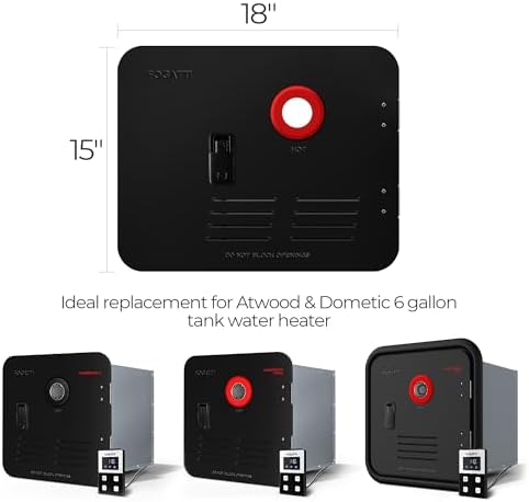 FOGATTI 15" x 18" InstaShower 7 RV Tankless Water Heater Door, Black - Image 2