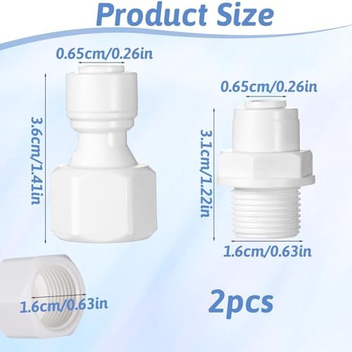 2 PCS 3/8" to 1/4" Water Filter Quick Connector with Thread, Plastic Water Line Filter Tubing Fittings - Image 2
