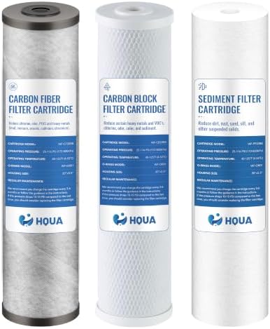 3-stage Replacement Filter Cartridges Set, PP, Carbon Block, Activated Carbon Fiber (ACF), Fit for WF3-01 Pro Whole House Water Filter (PP,CARBON BLOCK,ACF) by HQUA