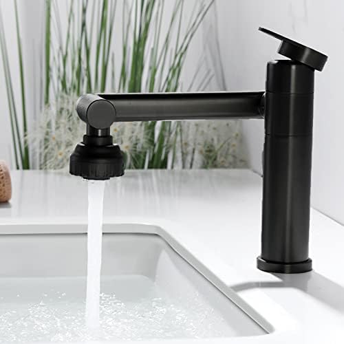 Black Bathroom Faucet 1080Degree Swivel Lavatory Basin Sink Faucet 1 Handle - Image 2